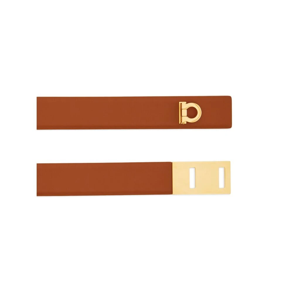 Salvatore Ferragamo Cognac Bruin Leren Riem Gancini Gesp Brown Dames