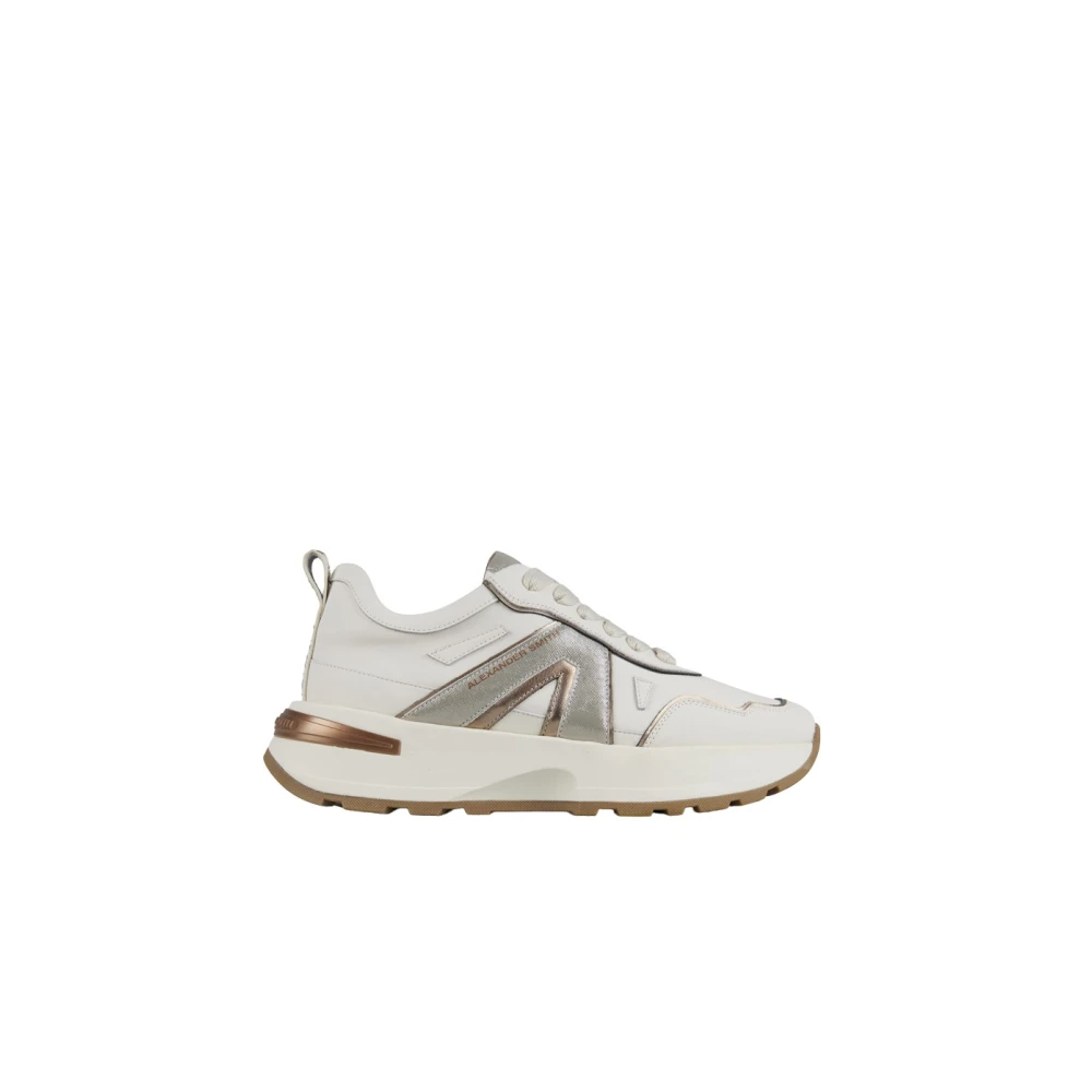 Alexander Smith Liverpool Dames Sneakers van leer met zilveren glitter zijlogo Dames Schoenen Wit