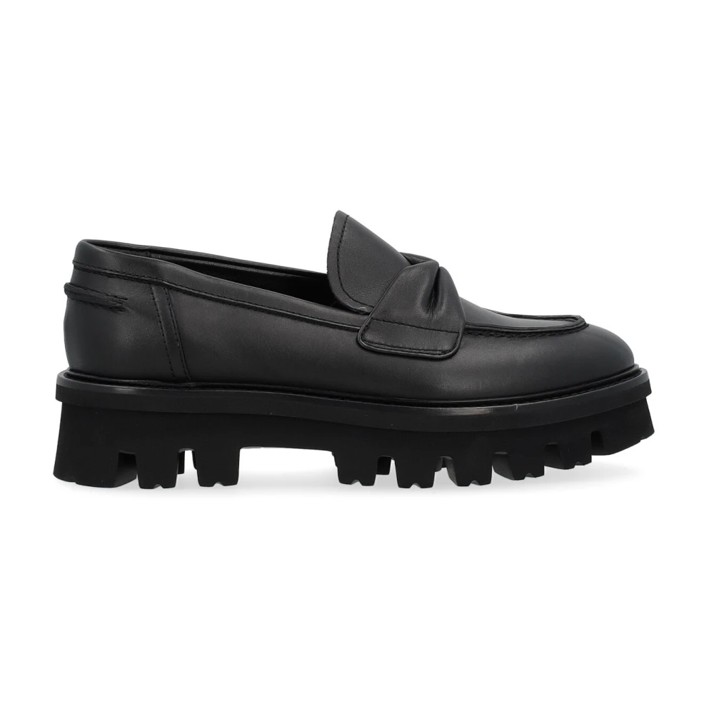 AGL Chunky Natalia Zwarte Leren Loafer Black Dames Schoenen.nl