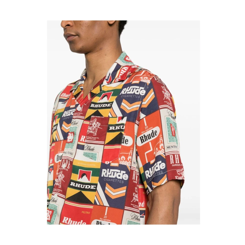 Rhude Zijden Overhemd met Cigarette Grafische Print Multicolor Heren