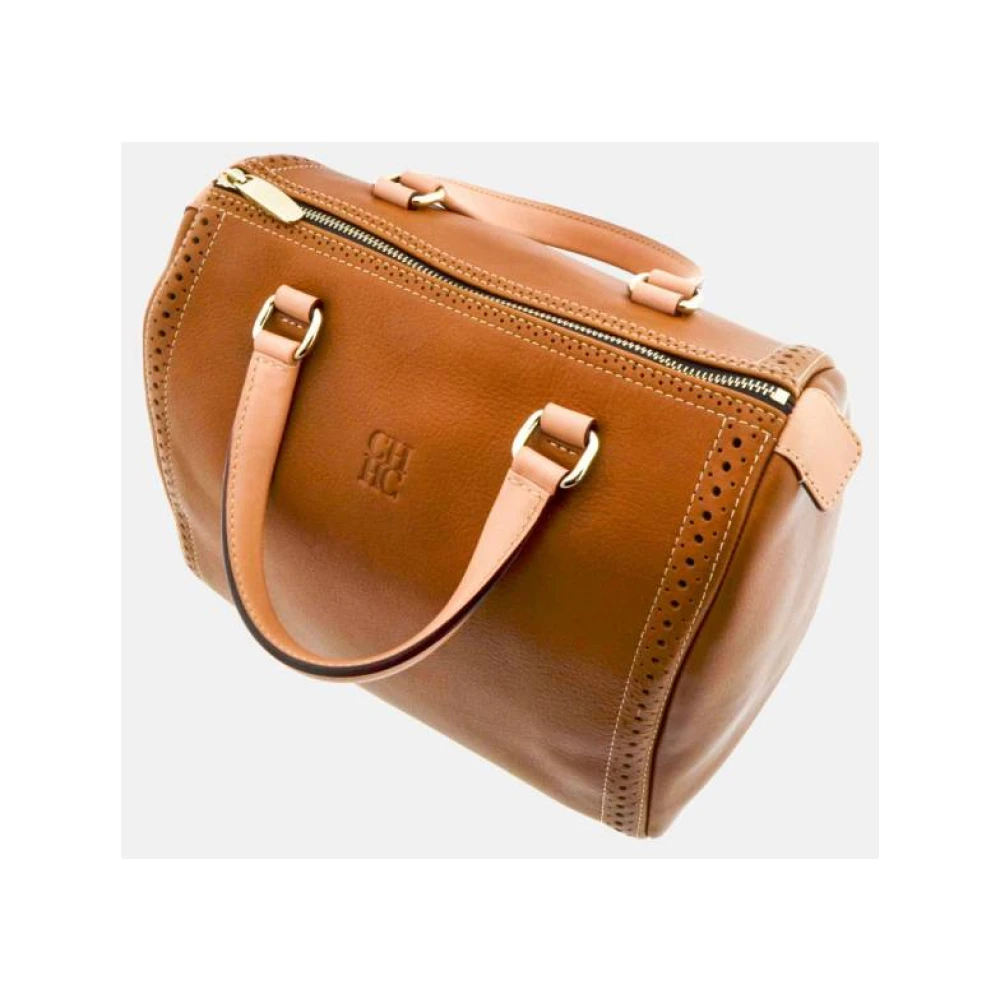 Carolina Herrera Andy 7 Kameel Leren Handtas Brown Dames
