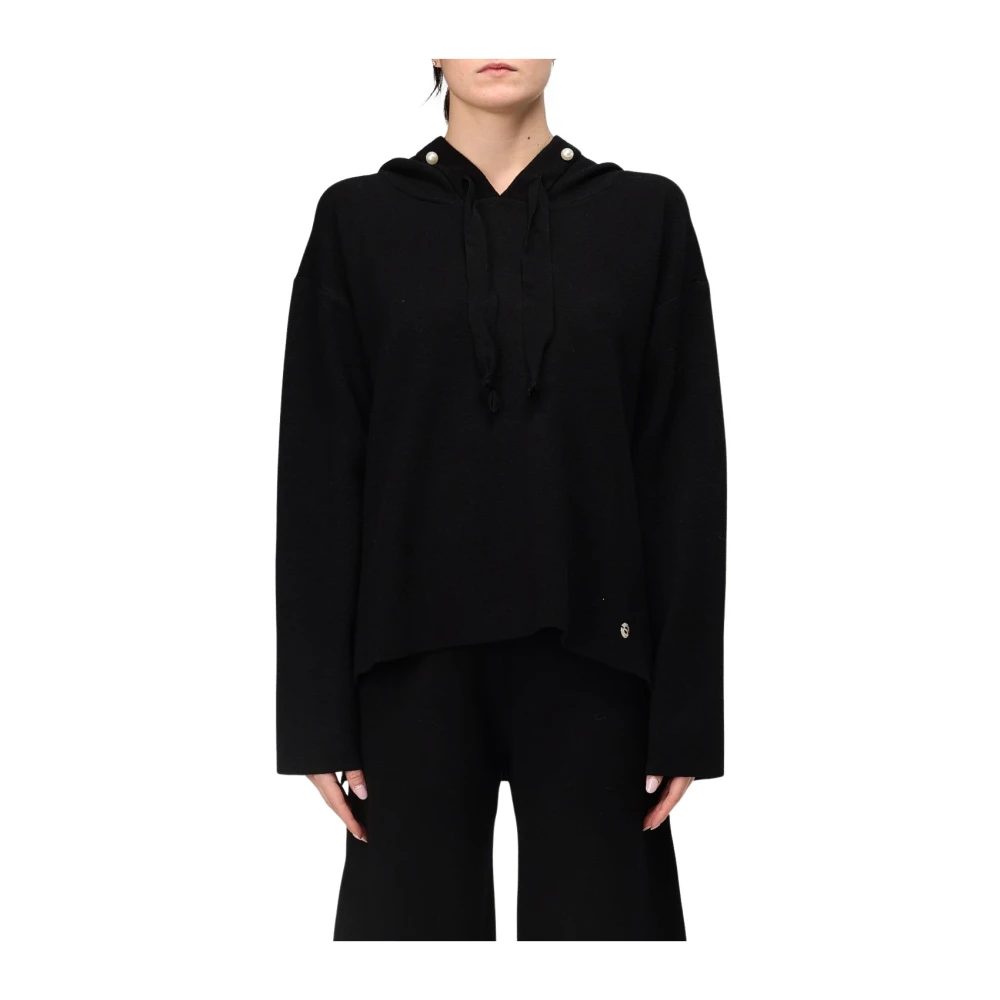 Twinset Hoodie met parels Black Dames