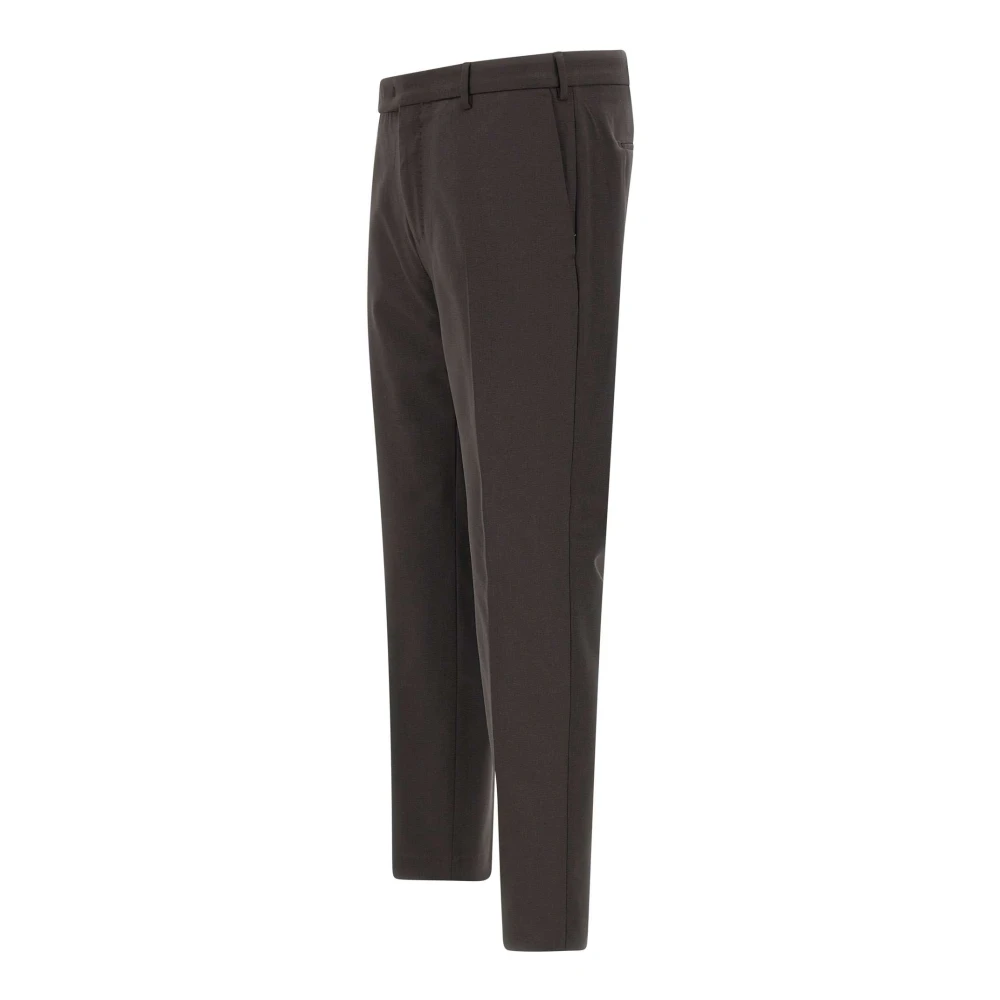 PT Torino Bruine Wollen Broek Slim Fit Edge Collection Brown Heren