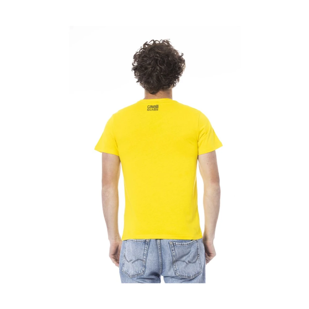 Cavalli Class Logo Print Ronde Hals T-Shirt Yellow Heren