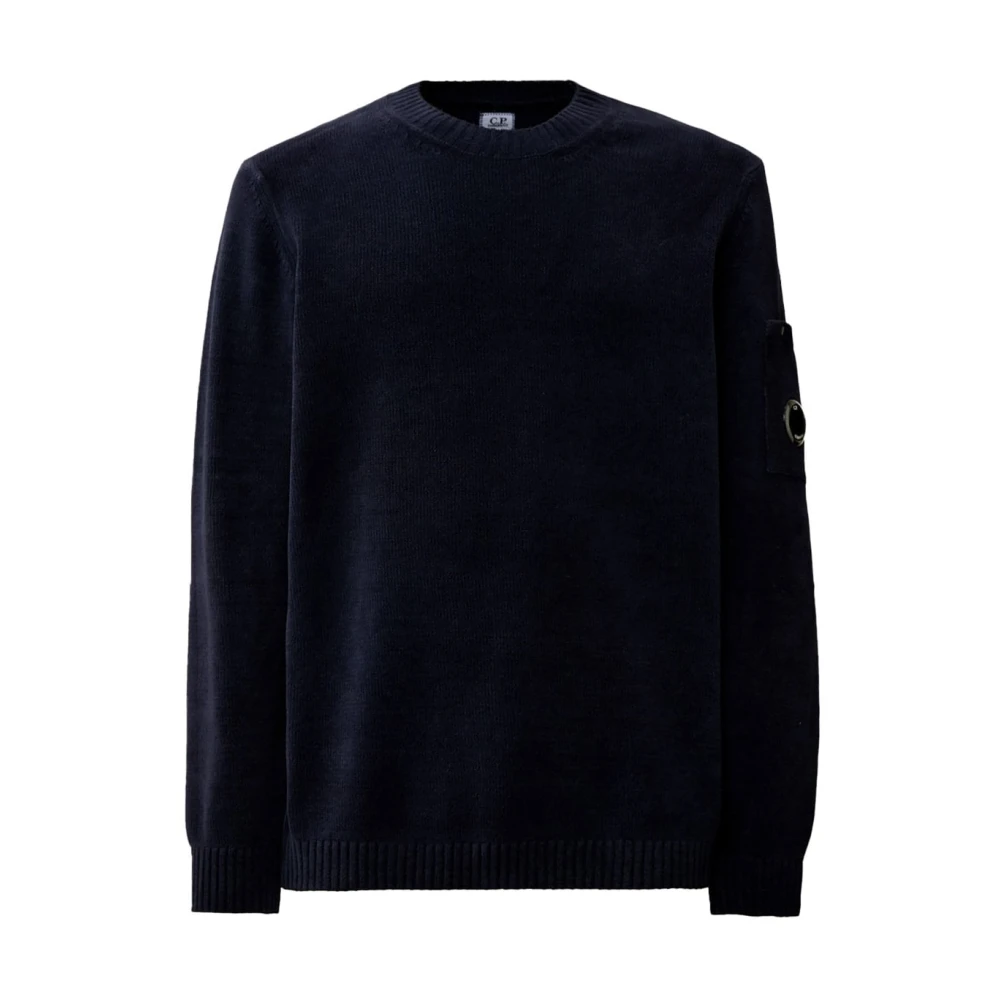 C.P. Company Chenille Katoenen Gebreide Trui in Marineblauw Blue Heren