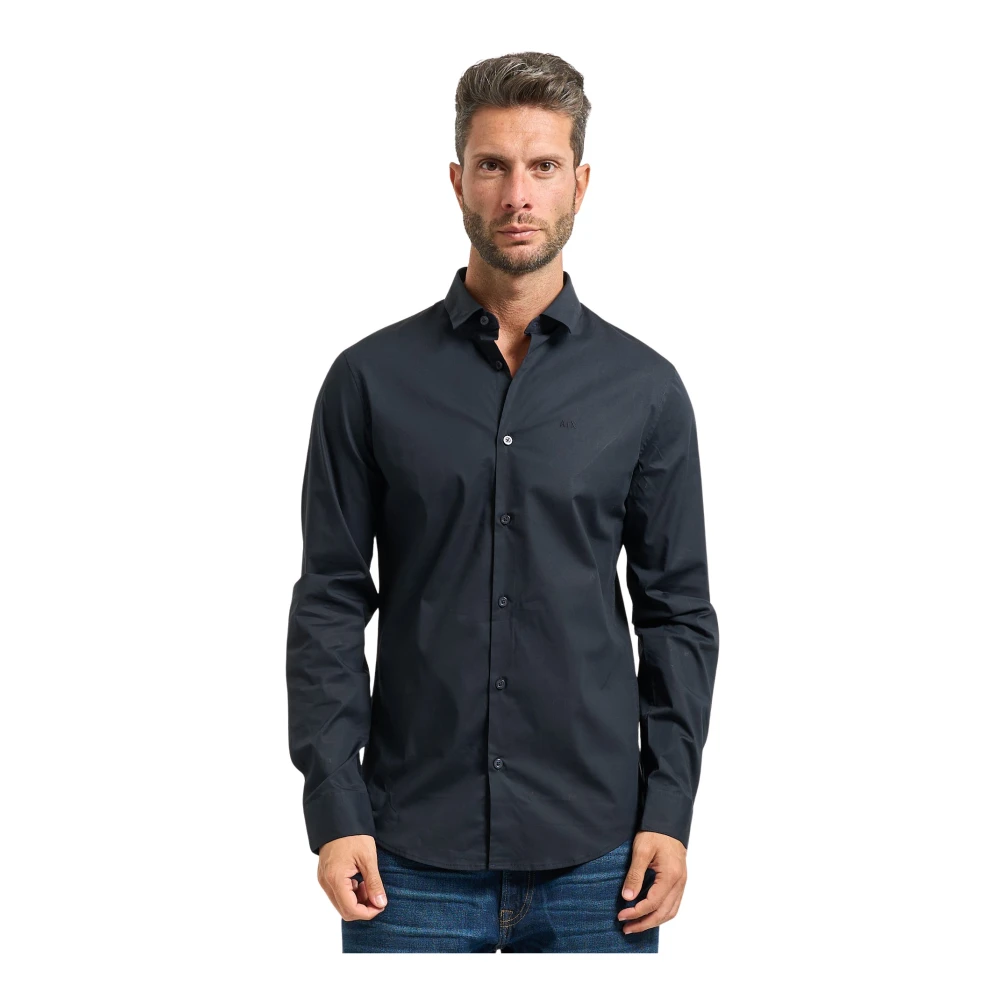 Armani Exchange Herr Blå Skjortor Xl, Bomull, Slim Fit Skjorta