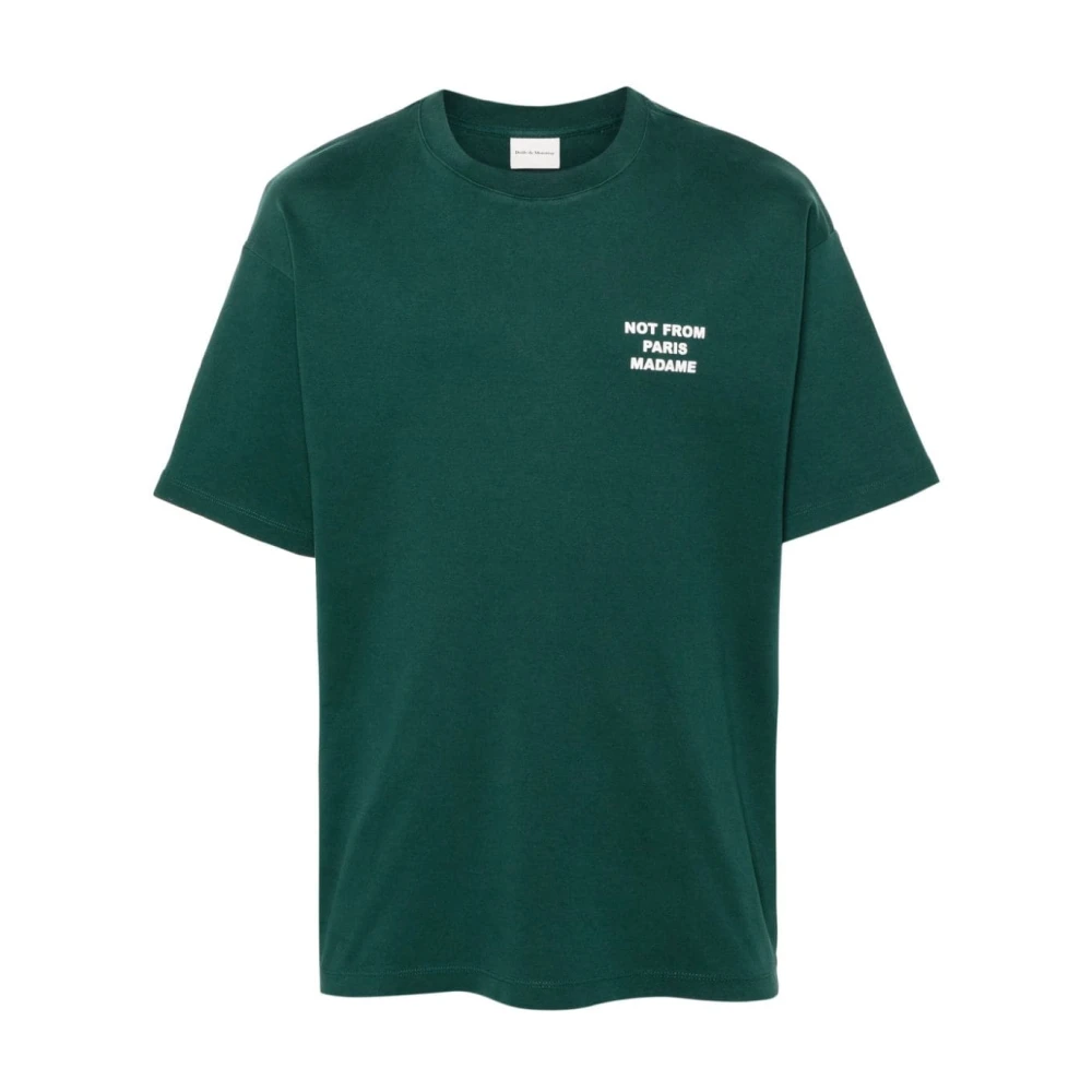 Drole de Monsieur Donkergroene Slogan T-shirt en Polo Green Heren