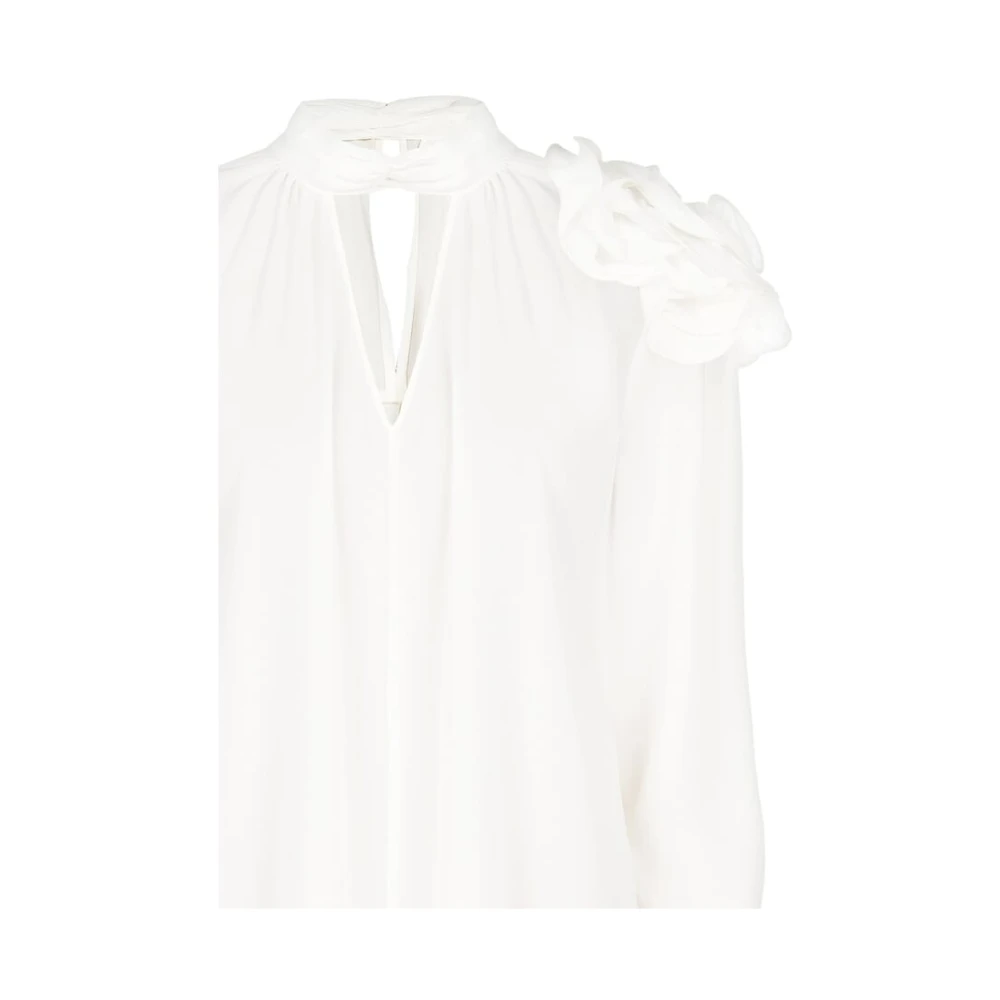 RINASCIMENTO Georgette blouse met roos en V-hals White Dames
