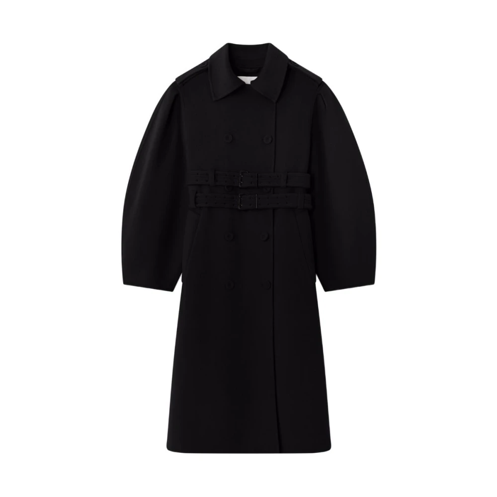 Ganni Coat In Double-Faced Wool - Female - Belted Coats - Black - S - Coats