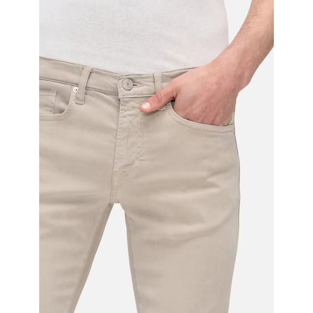 Frame Slim Mid Rise Denim Broek Beige Heren