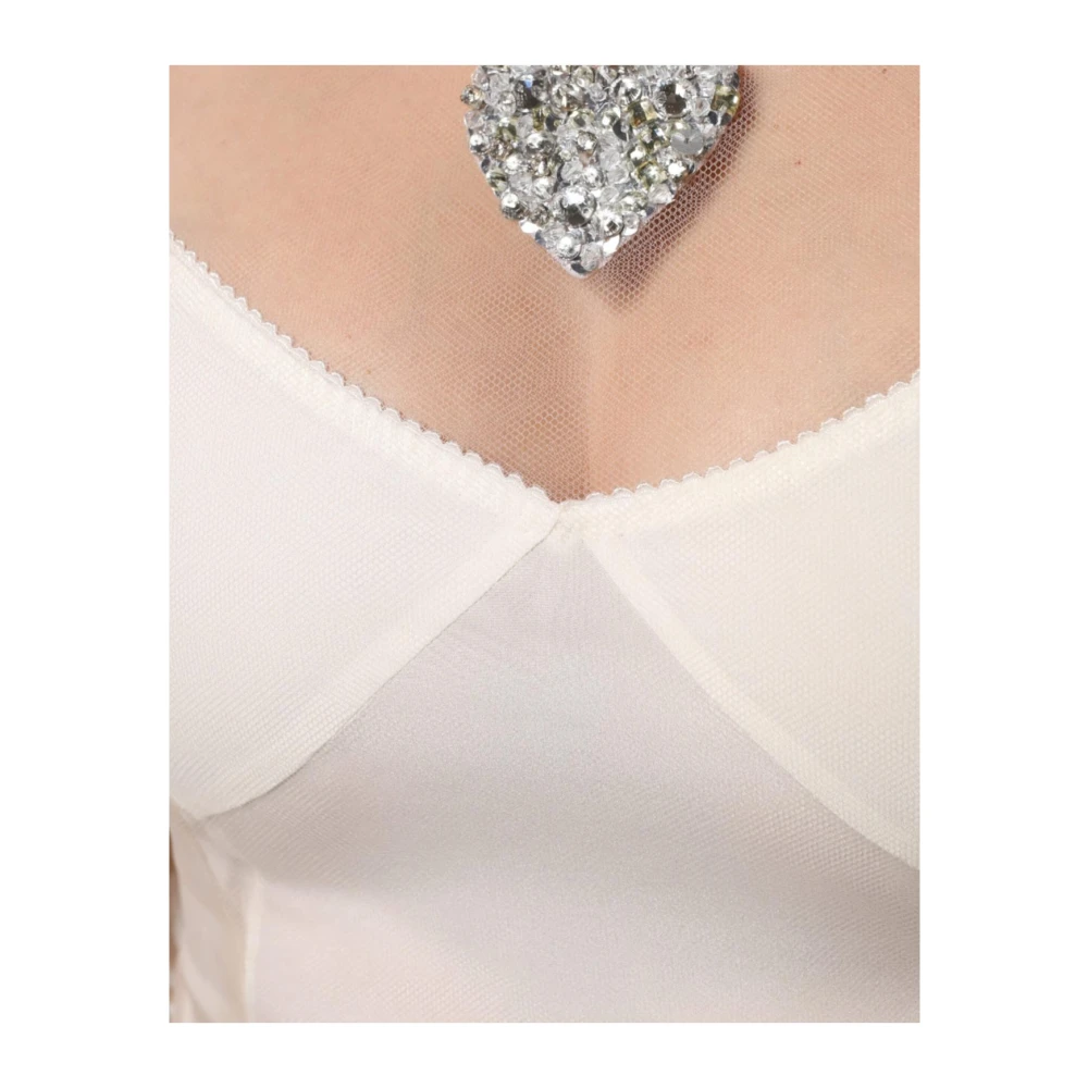 Dolce & Gabbana Doorschijnende Tule Bustier Midi Jurk White Dames