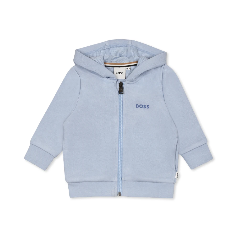 Hugo Boss Ljusblå huva tröja med dragkedja Blue, Unisex