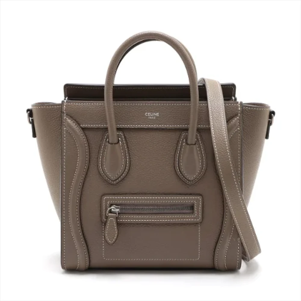 Celine Vintage Pre-owned Leather handbags Gray Dames