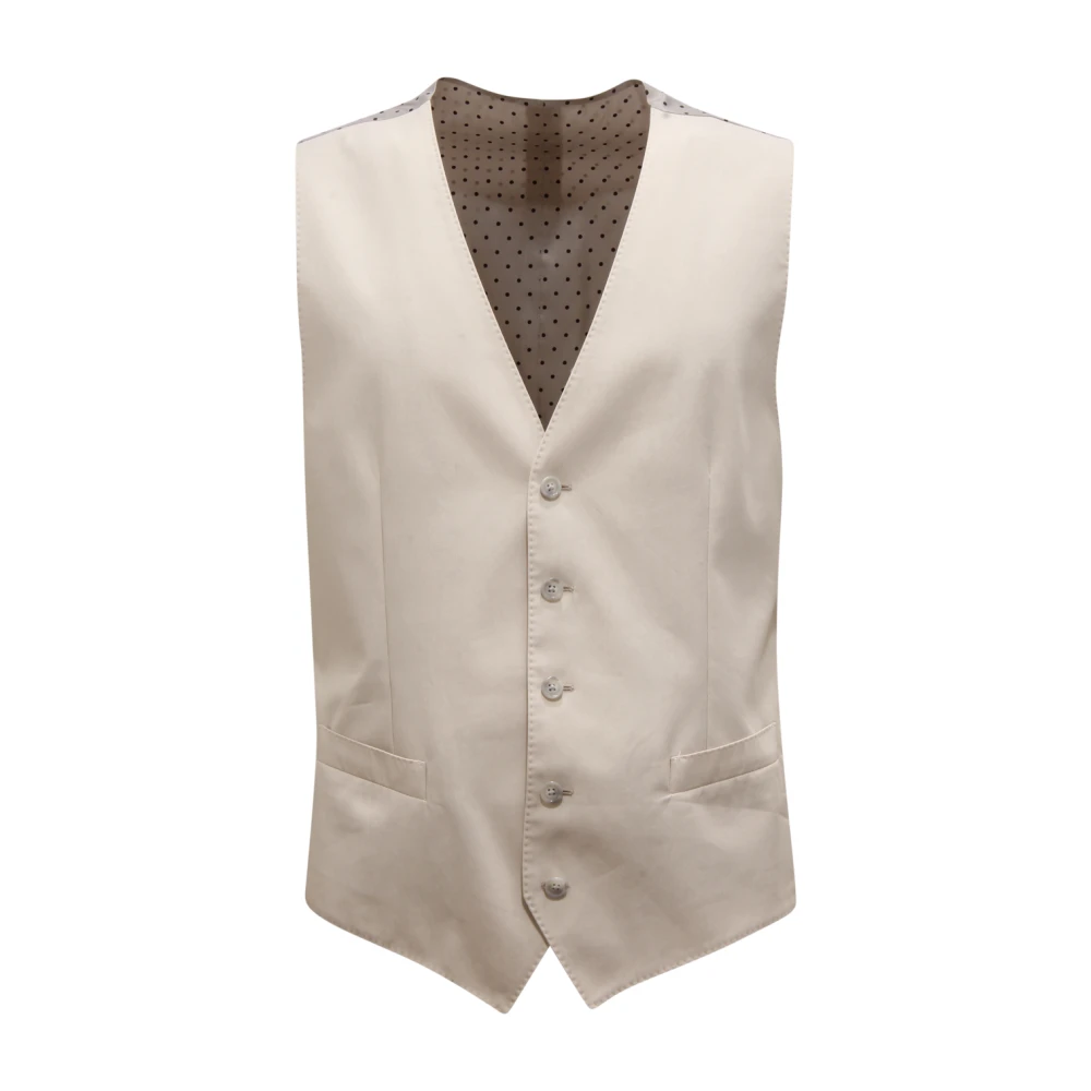 Dolce & Gabbana Men's Beige Waistcoats, Xl, Cotton Waistcoat