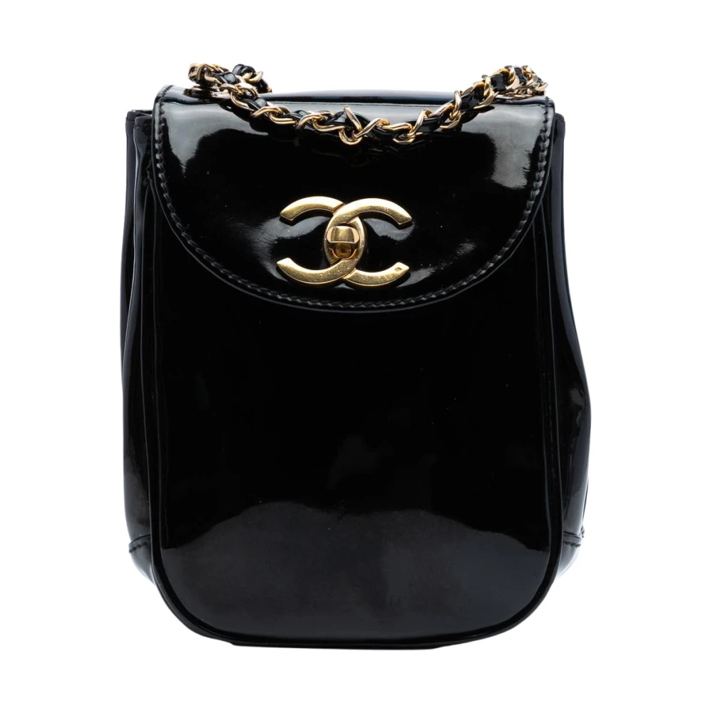 Chanel Vintage Women's Black Pre-Owned Chain Detail Shoulder Bag