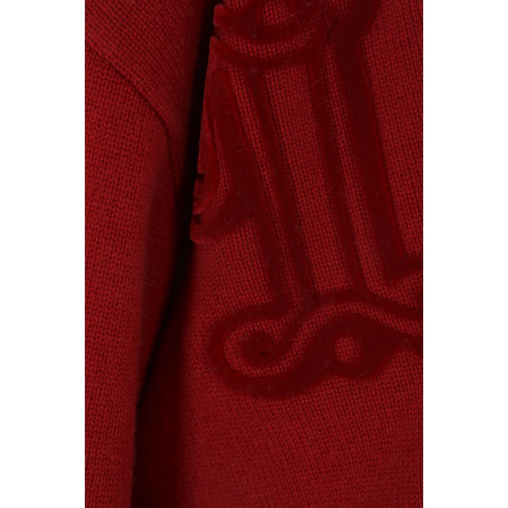 Max Mara Rode Oversized Sweater met Flocked Motif Red Dames