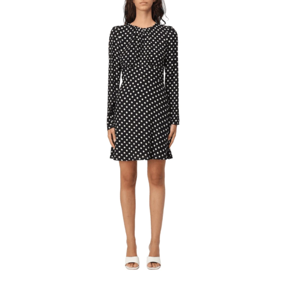 Mar De Margaritas Polka Dot Mini Jurk met Lange Mouwen Black Dames