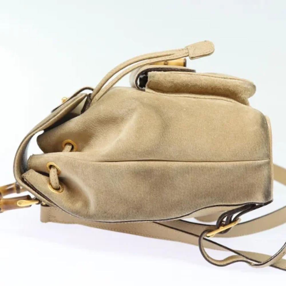 Gucci Vintage Pre-owned Suede backpacks Beige Dames