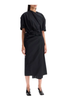 Asymmetrisk Button-Down Chemisier Klänning