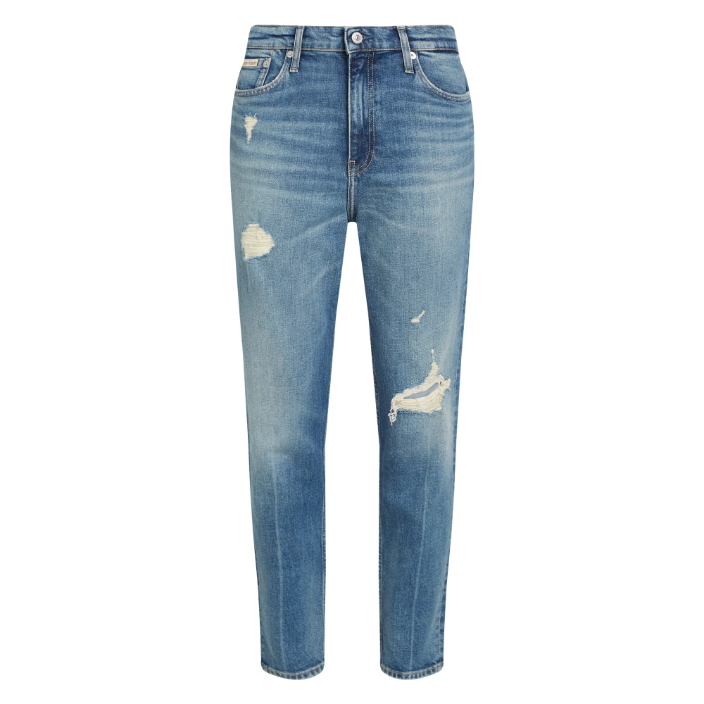 Calvin Klein Vrouw Blauw Jeans Dames, W27, E Mom Fit Jeans Met Taps Toelopende Pijpen