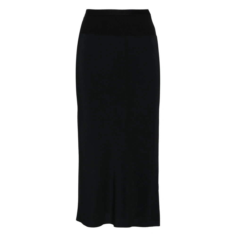 Rick Owens Black Midi Skirts, Female, Xs, Casual Knee Bias Skirt