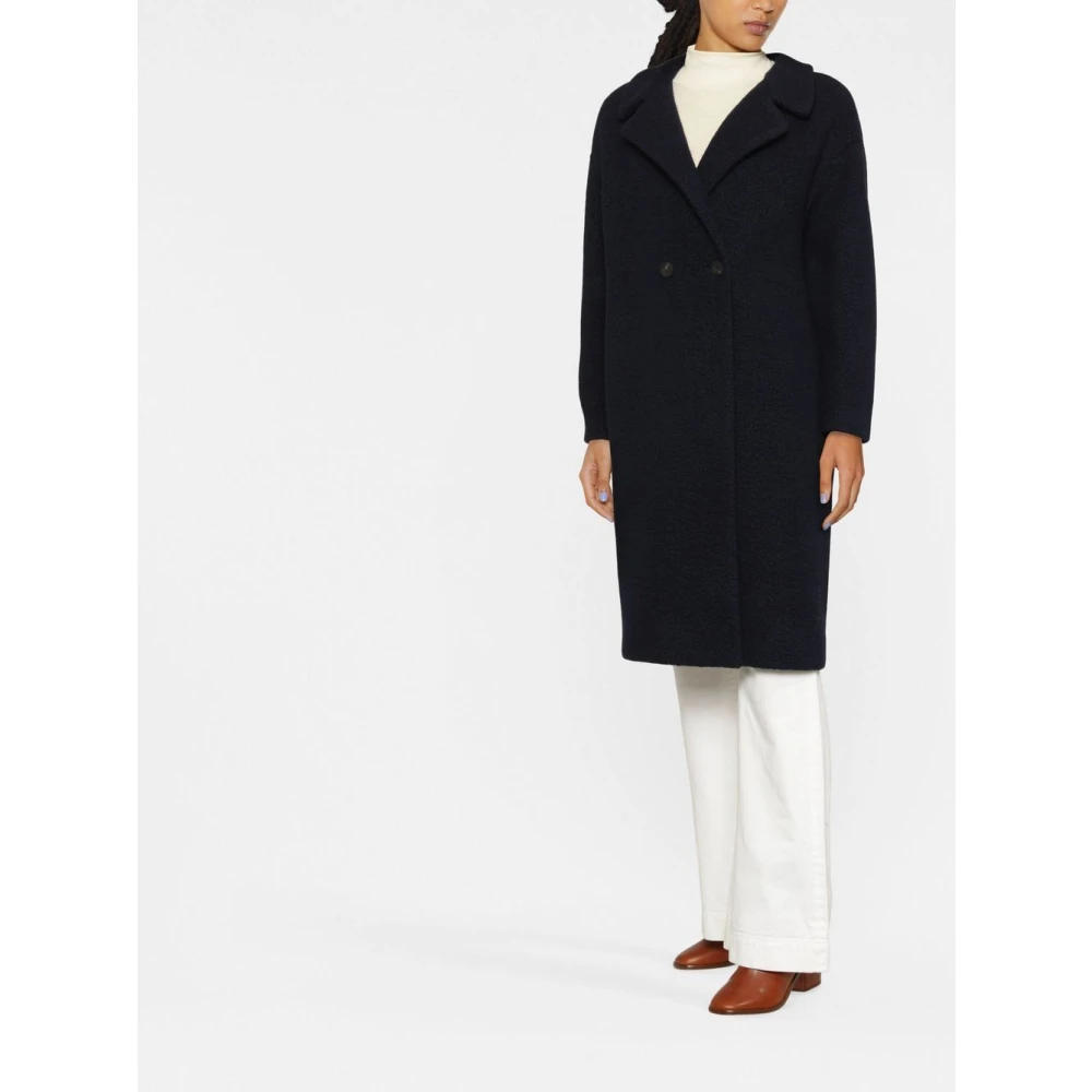 Harris Wharf London Navy Wollen Double-Breasted Jas Blue Dames