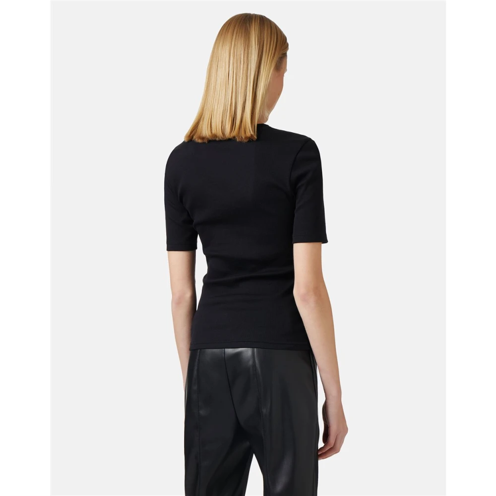 Iceberg Kortemouw T-shirt in katoenen rib Black Dames