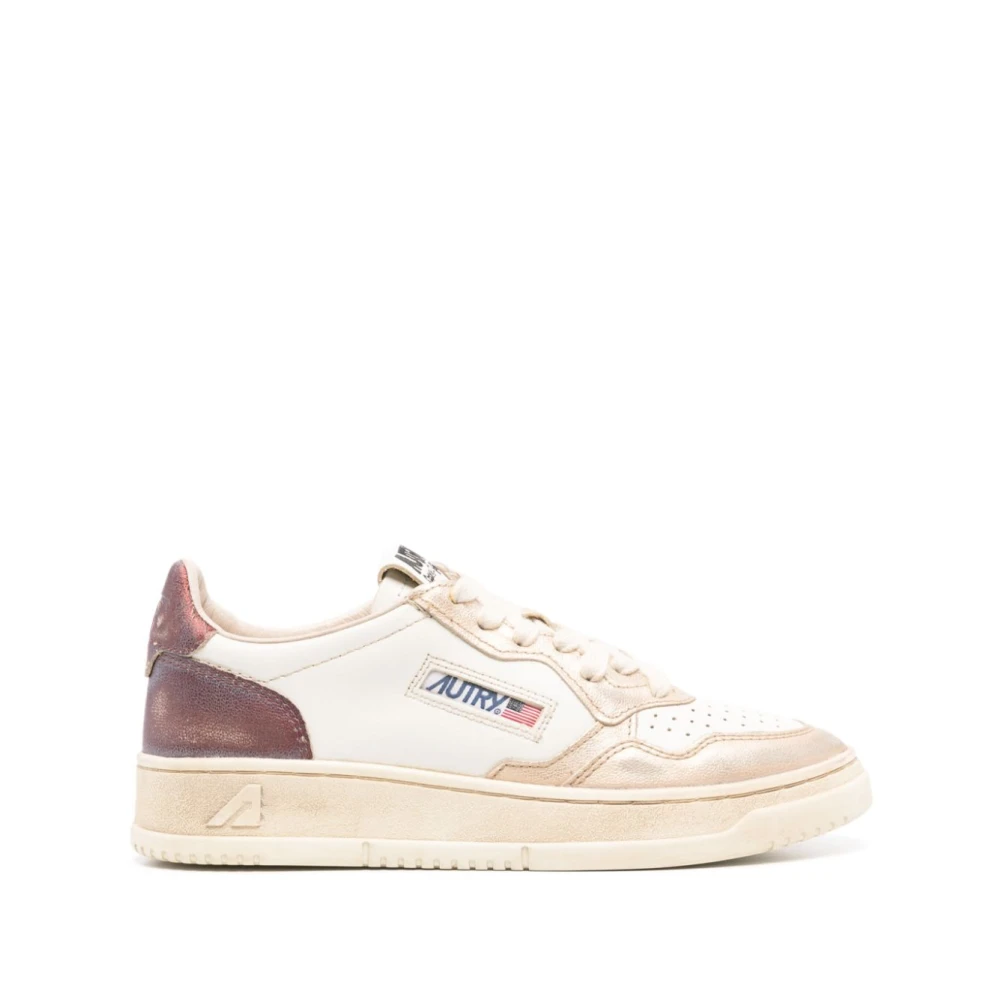 Autry Women's Beige Sneakers, 7 Uk, White Trainers With Logo Application