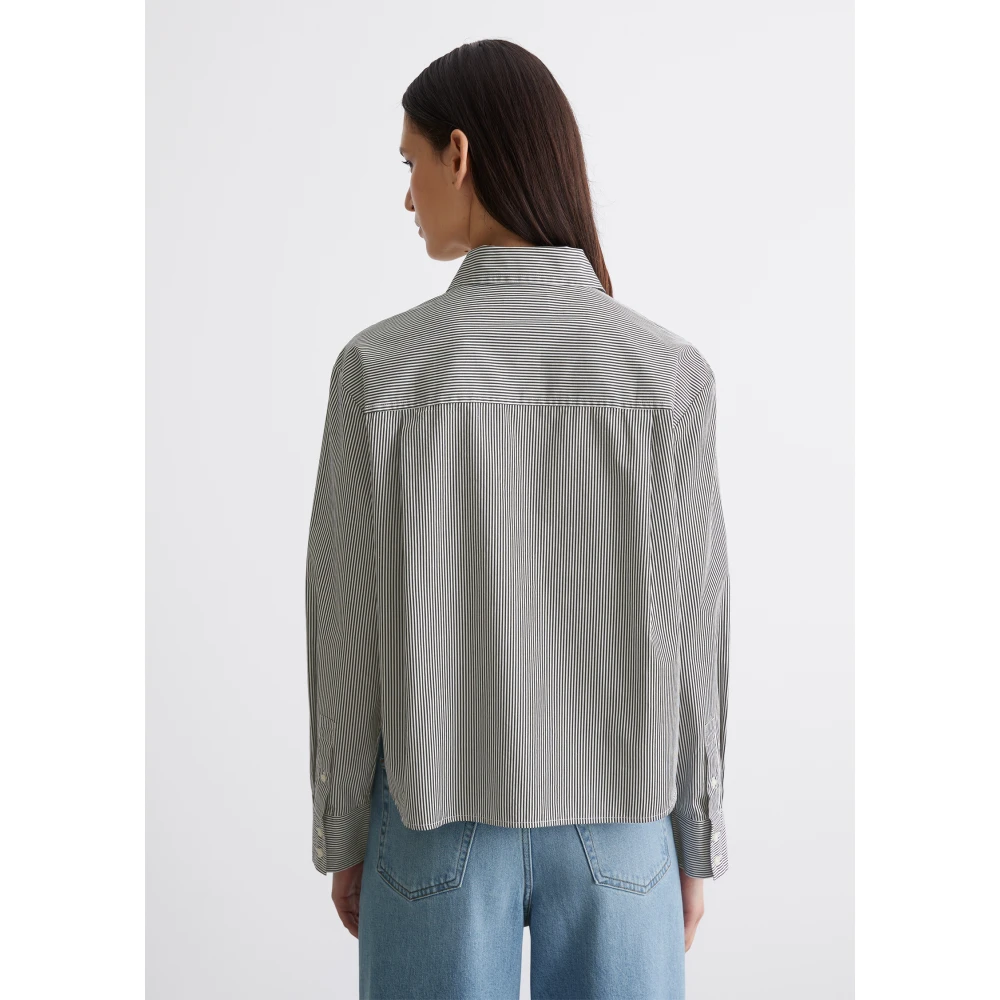 Marc O'Polo Geknipte gestreepte blouse Black Dames