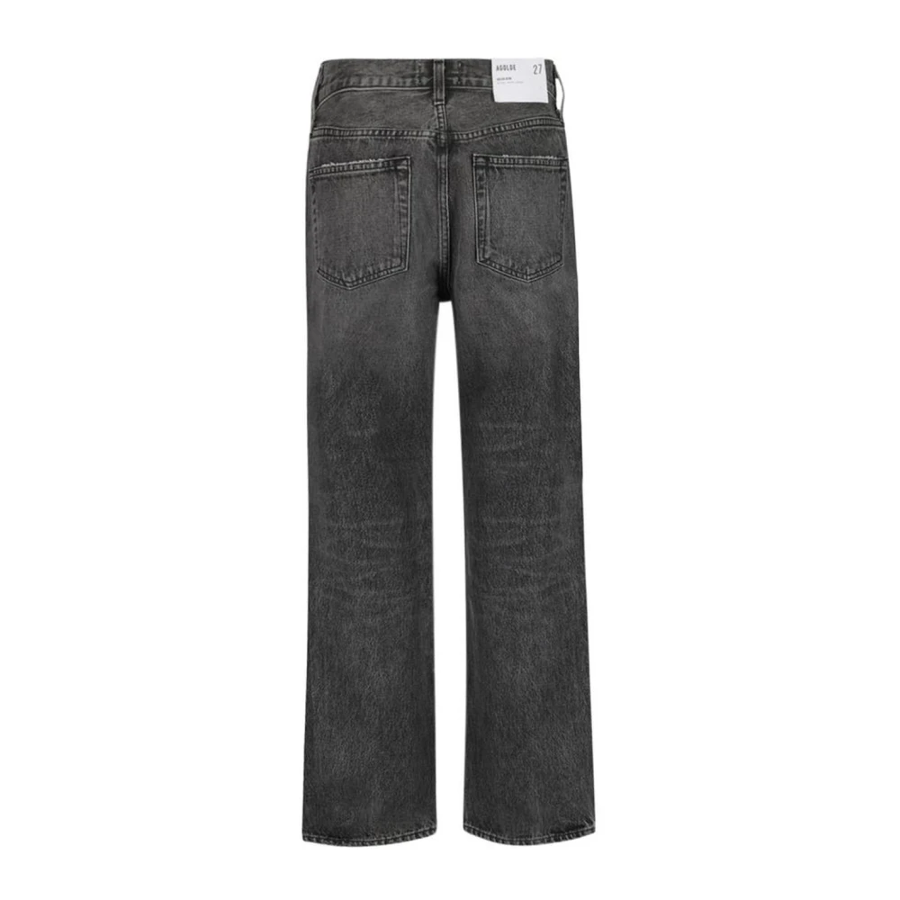 Agolde Denim Five-Pocket Broek met Tailleband Lussen Black Dames