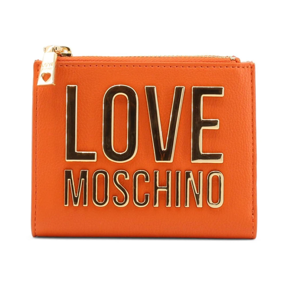Love Moschino Metallisk Plånbok med Kreditkortshållare Orange, Dam
