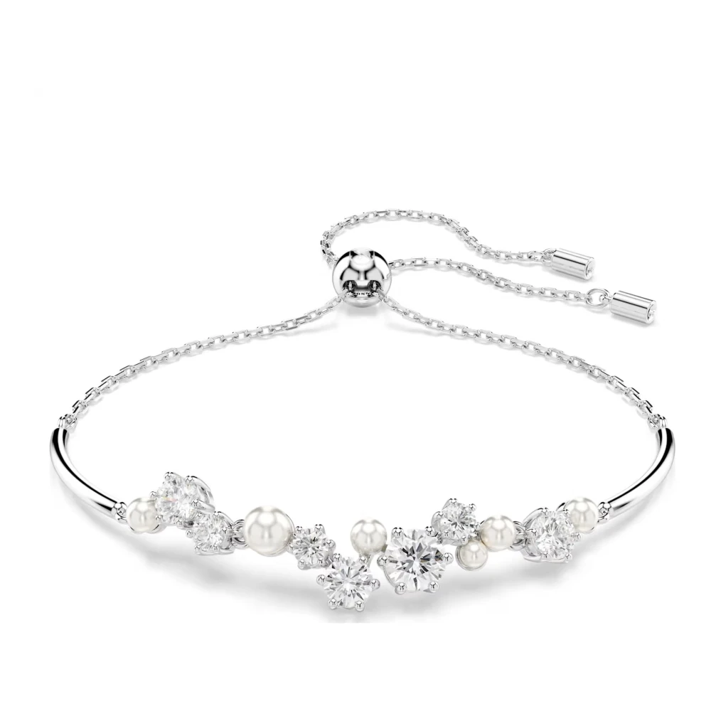 Swarovski Women's Gray Bracelet Unisex Constella Crystal Pearl White 5705618 - Bracelets - One Size - Accessories