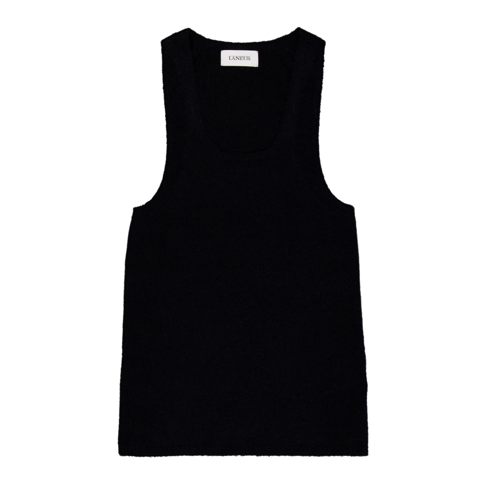 Laneus Wollen Mouwloze Ronde Hals Top Black Dames