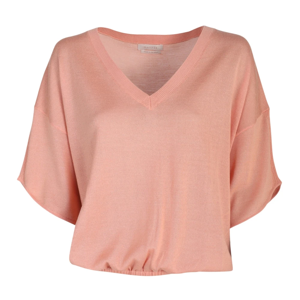 March23 Luxe Gebreide V-Hals Top Pink Dames