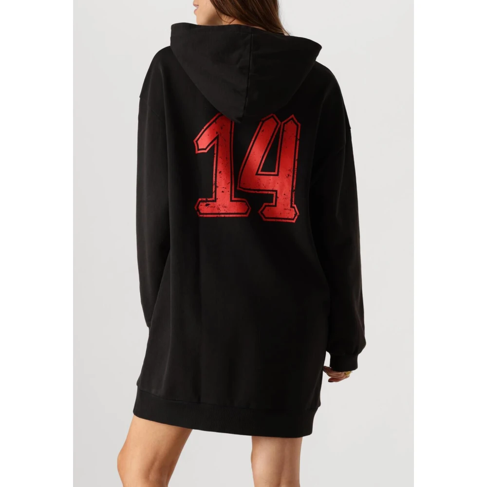 Alix The Label Zwarte Gebreide Hoodie Jurk Black Dames