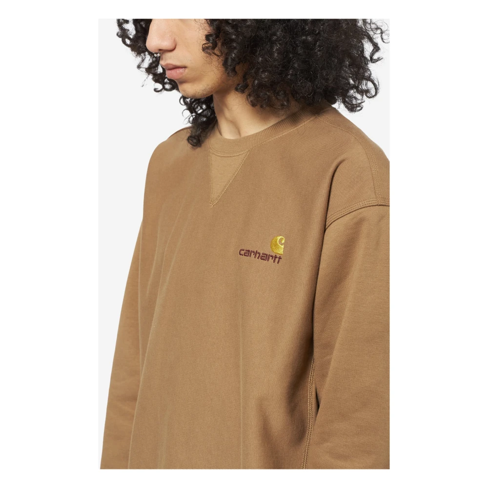 Carhartt WIP Bruine Katoenen Crewneck Sweatshirt American Script Brown Heren
