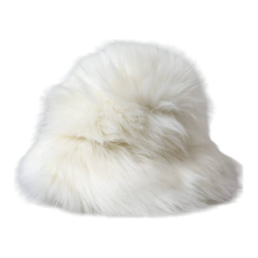 Dolce & Gabbana Women's White Acrylic Fur Bucket Hat