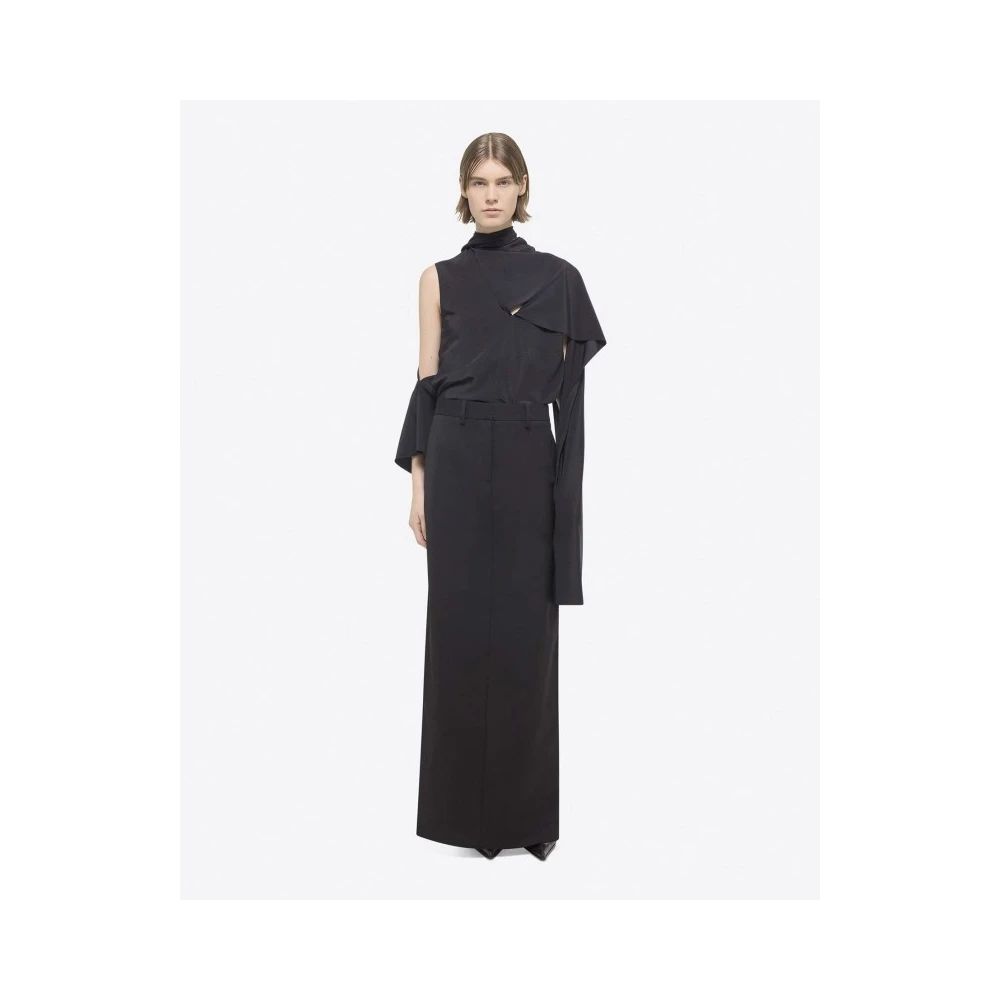 Helmut Lang Maxi Wol Rok met Ritszakken Black Dames