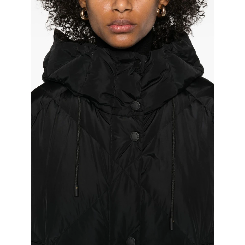 Max Mara Weekend Zwarte Gewatteerde Pufferjas met Capuchon Black Dames