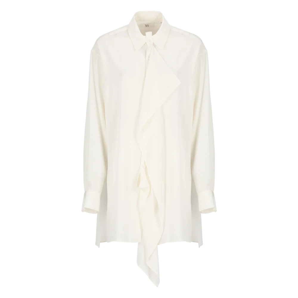 Y-3 Witte Blouse met Kraag en Draperie White Dames