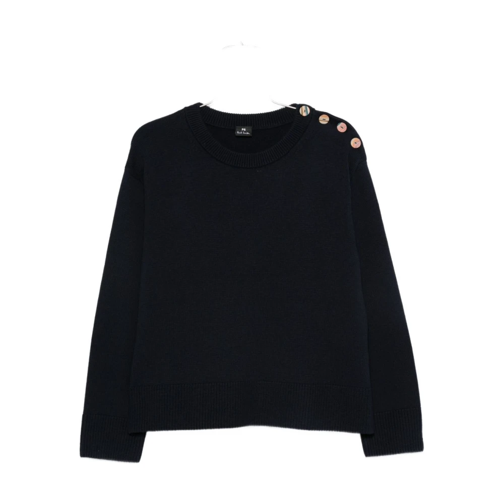 Ps By Paul Smith Women's Blue Sweater With Button Embellishment