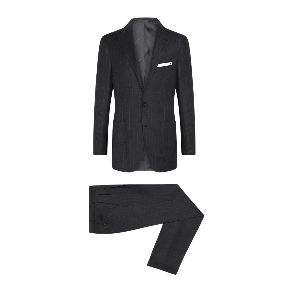 Kiton Pinstripe Wollen Pak Gray Heren