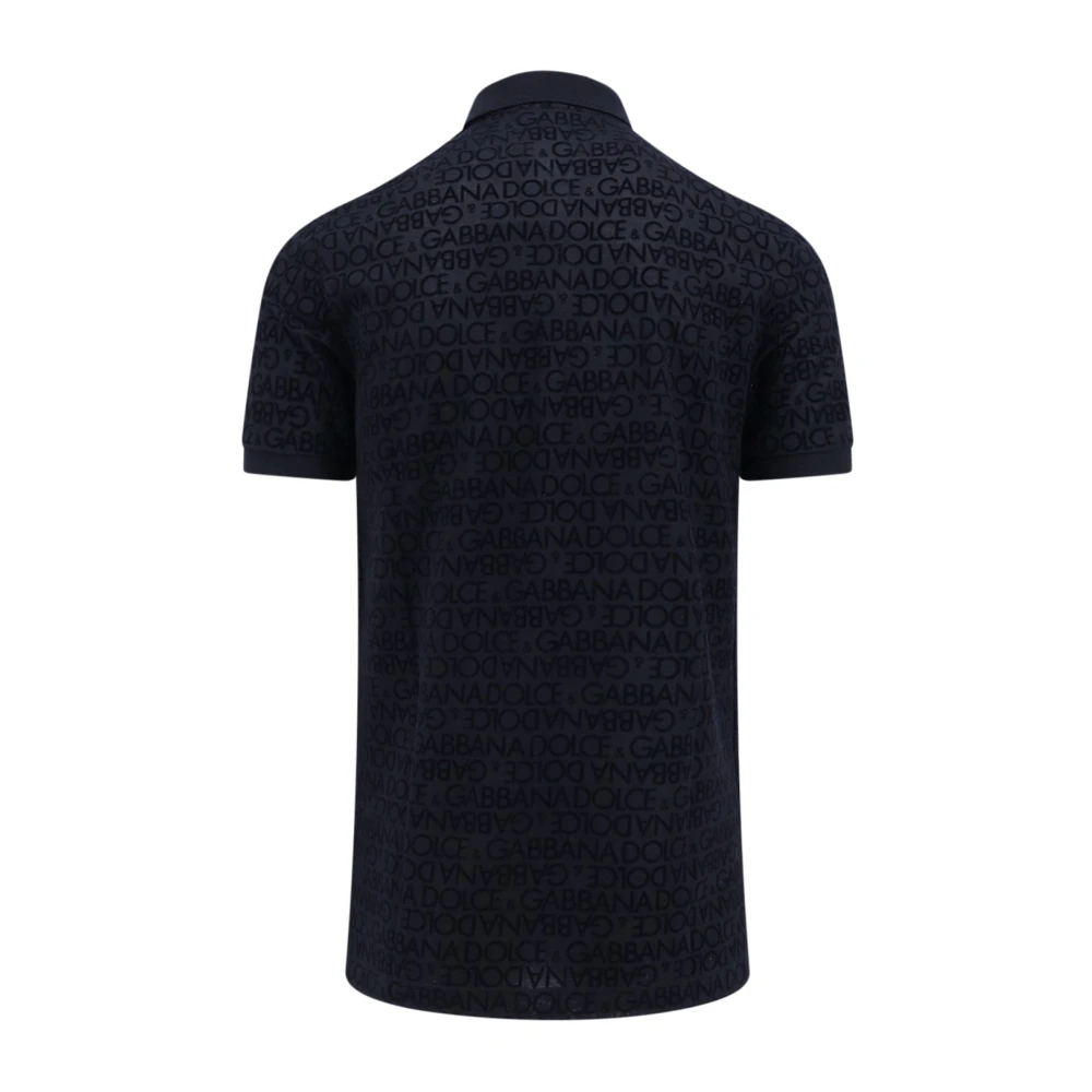 Dolce & Gabbana Polo T-shirt met flocked logo Black Heren