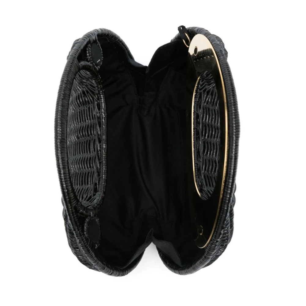 Sacai Zwarte Rieten Handtas met Metalen Logo Black Dames