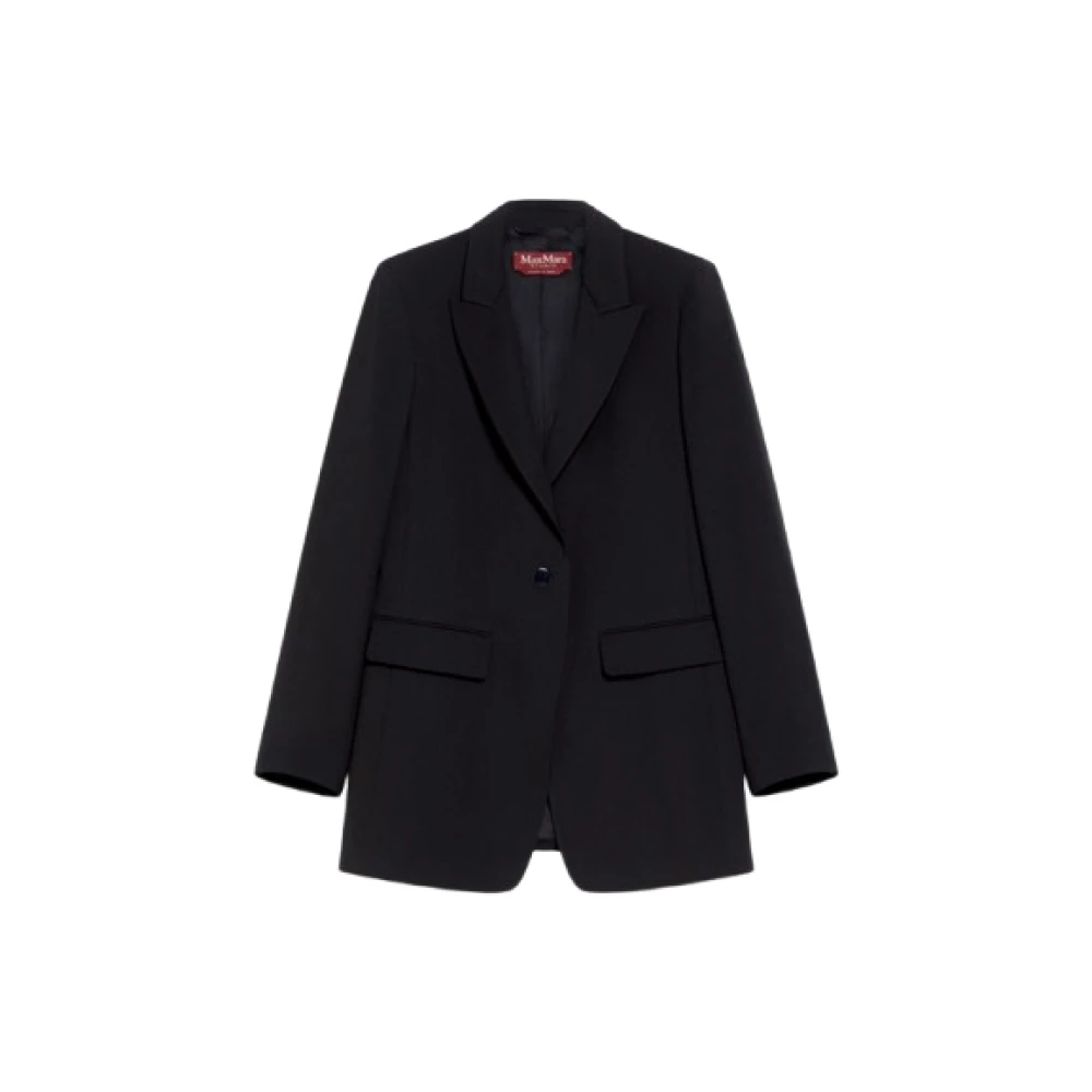 Max Mara Studio Zwarte Wollen Crepe Blazer Black Dames