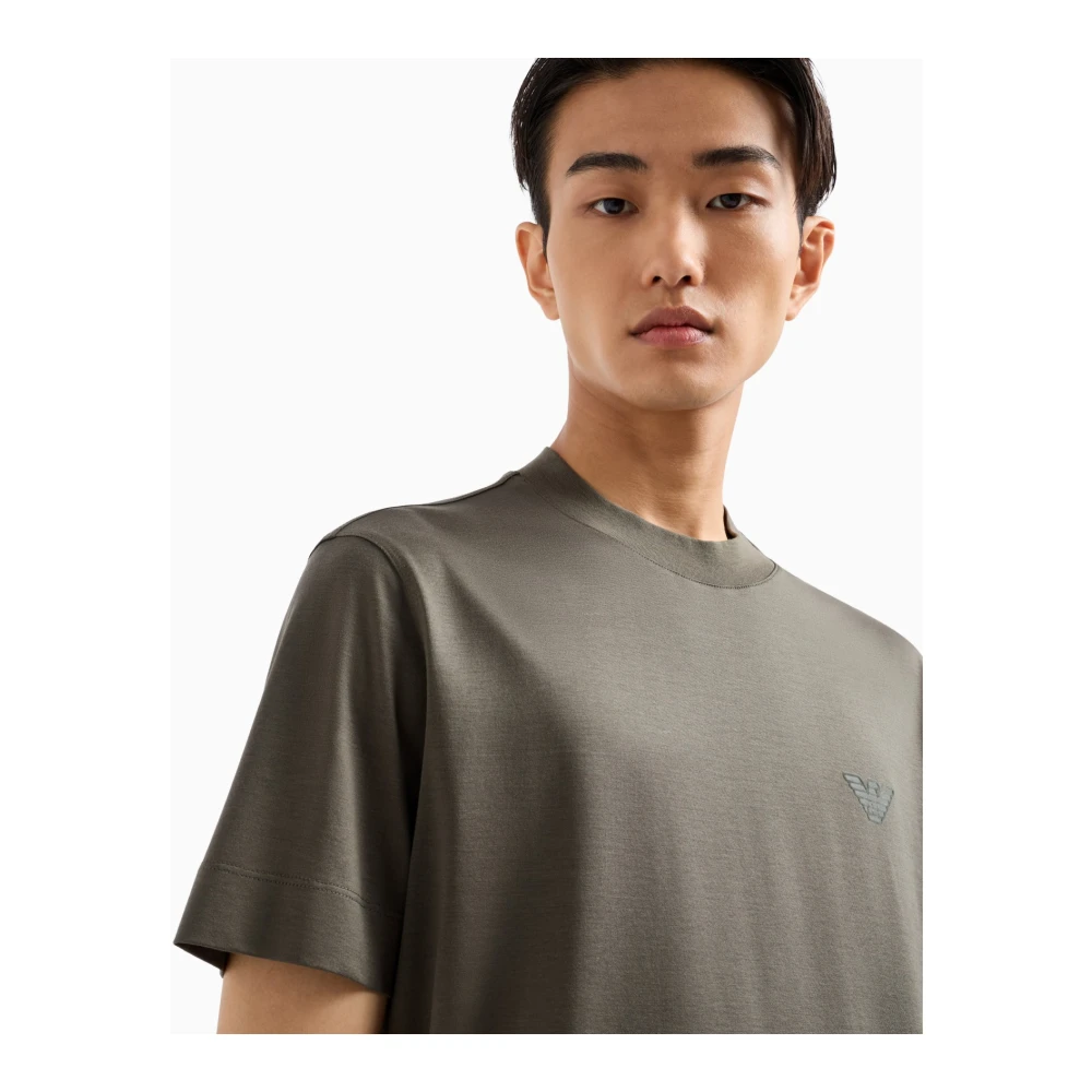 Emporio Armani Flocked Logo Crewneck T-shirt Green Heren
