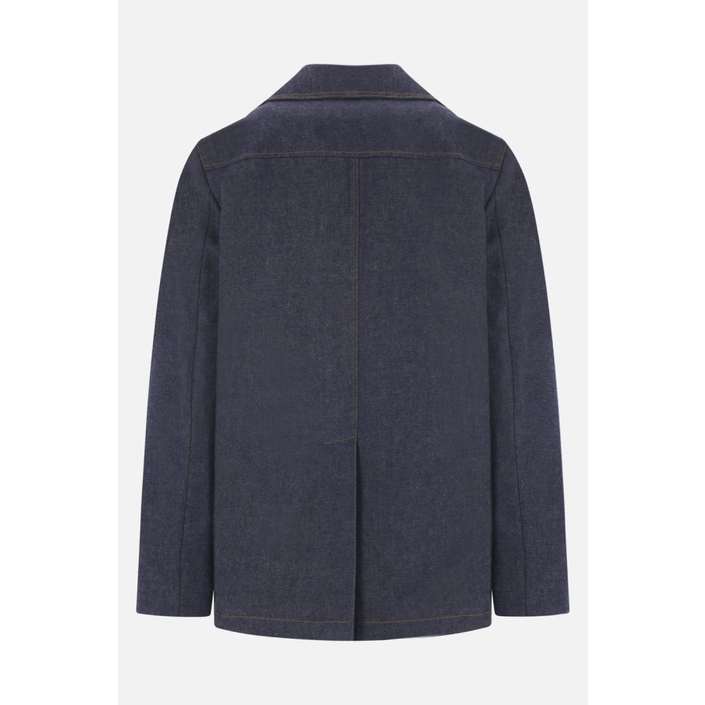 Gucci Blauwe dubbelrijige denimjas Blue Heren