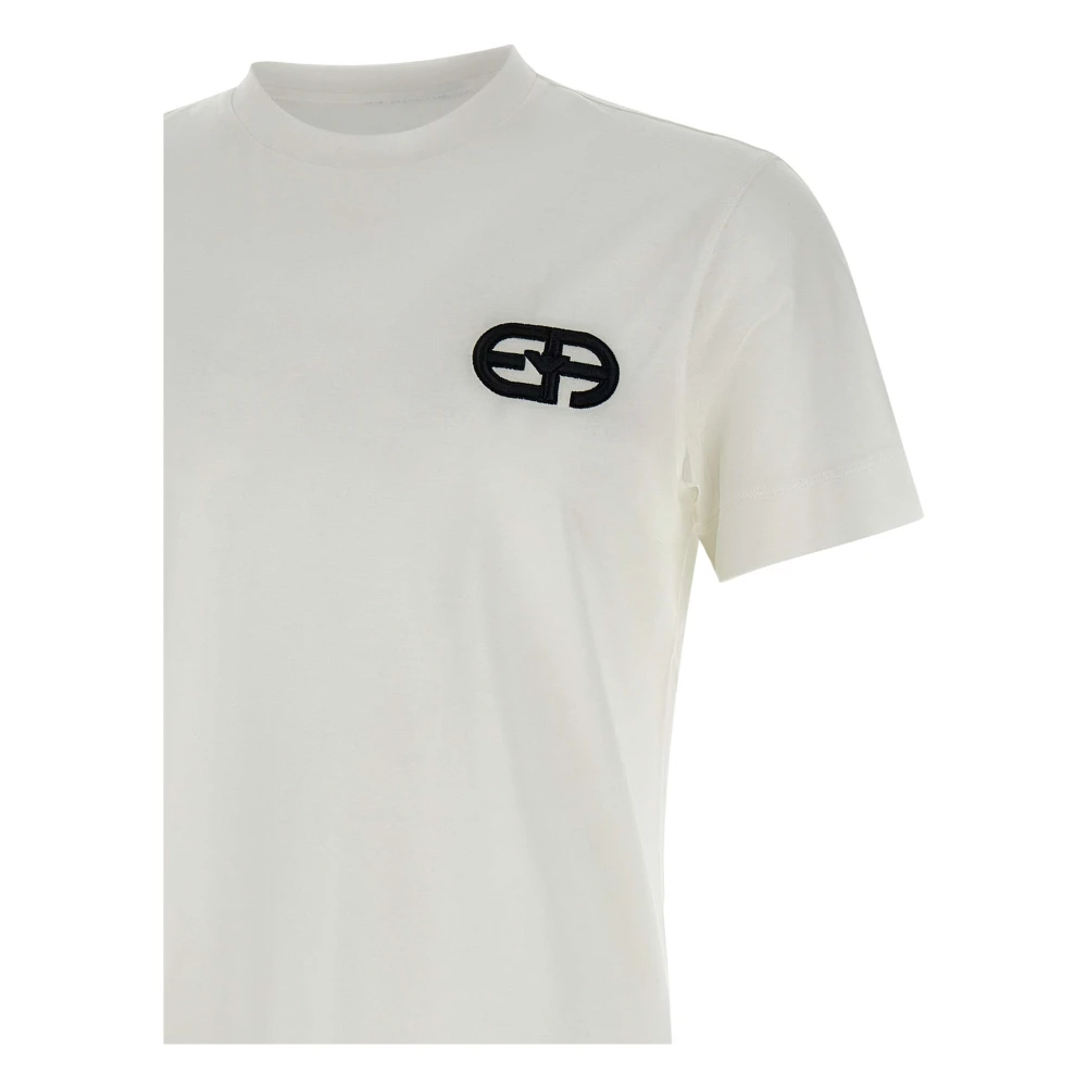 Emporio Armani Wit Katoenen T-shirt met Logo Borduurwerk White Heren