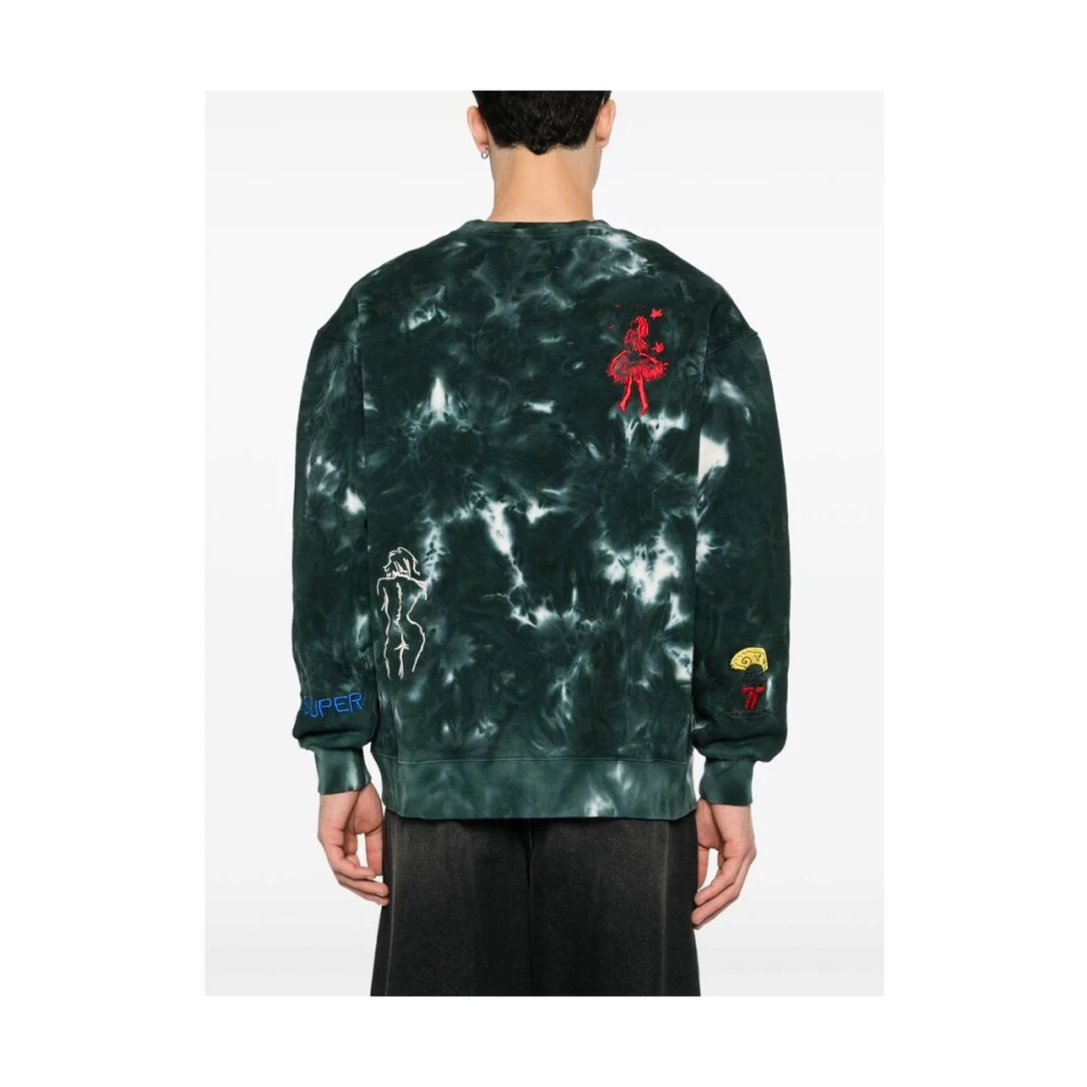 KidSuper Studios Groene Tie-Dye Sweater met Ronde Hals Green Heren