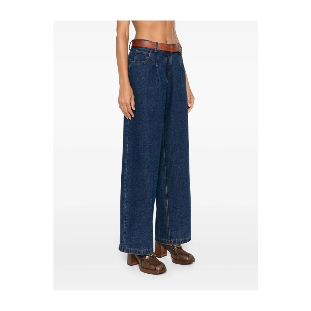 Forte Blauwe Denim Jeans met Riem Blue Dames